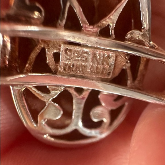 Vintage Red Coral  and  925 Silver Ring with Cabochon Stone cut. - Picture 8 of 8